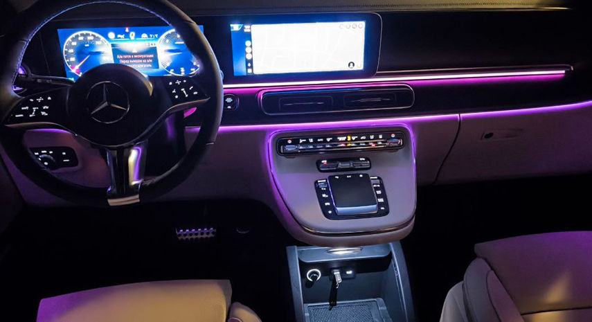 Mercedes interior — ambient lighting and premium cabin